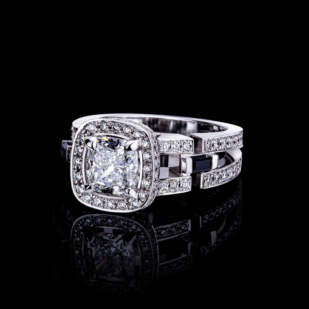 Metropolis 1.22ct Cushion diamond engagement ring in 18ct white gold by Stefano Canturi Metropolis 1.22ct Cushion diamond engagement ring in 18ct white gold by Stefano Canturi