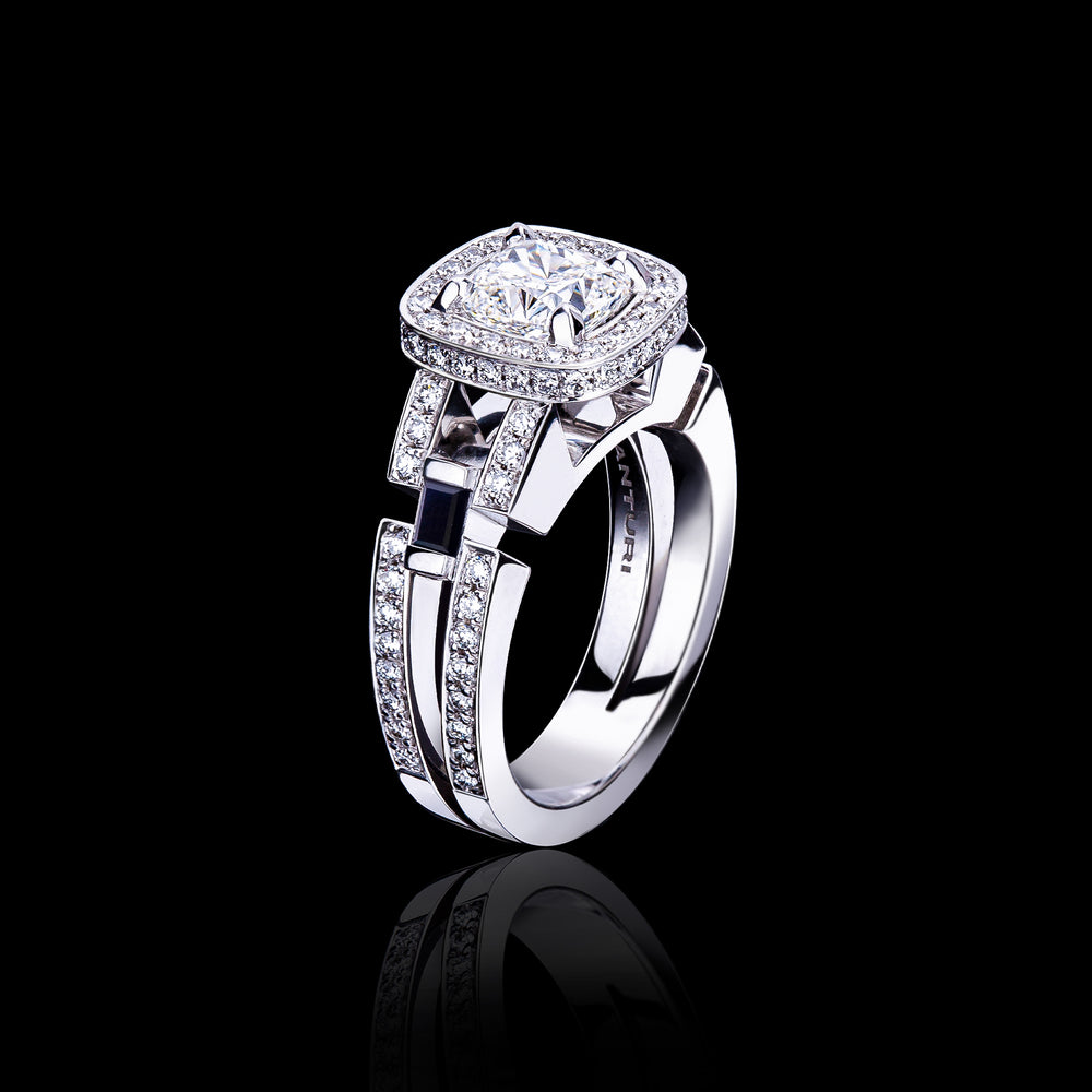 Metropolis 1.22ct Cushion diamond engagement ring in 18ct white gold by Stefano Canturi Metropolis 1.22ct Cushion diamond engagement ring in 18ct white gold by Stefano Canturi
