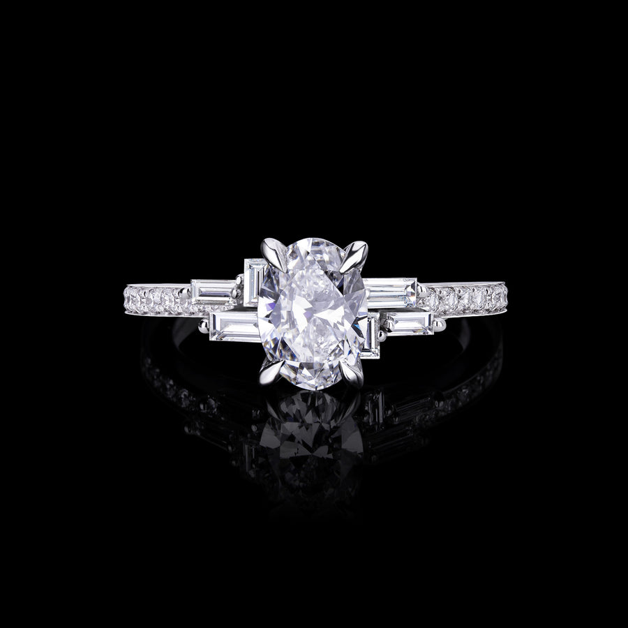 Cubism Upswept 1.00ct Oval diamond engagement ring in 18ct white gold by Stefano Canturi