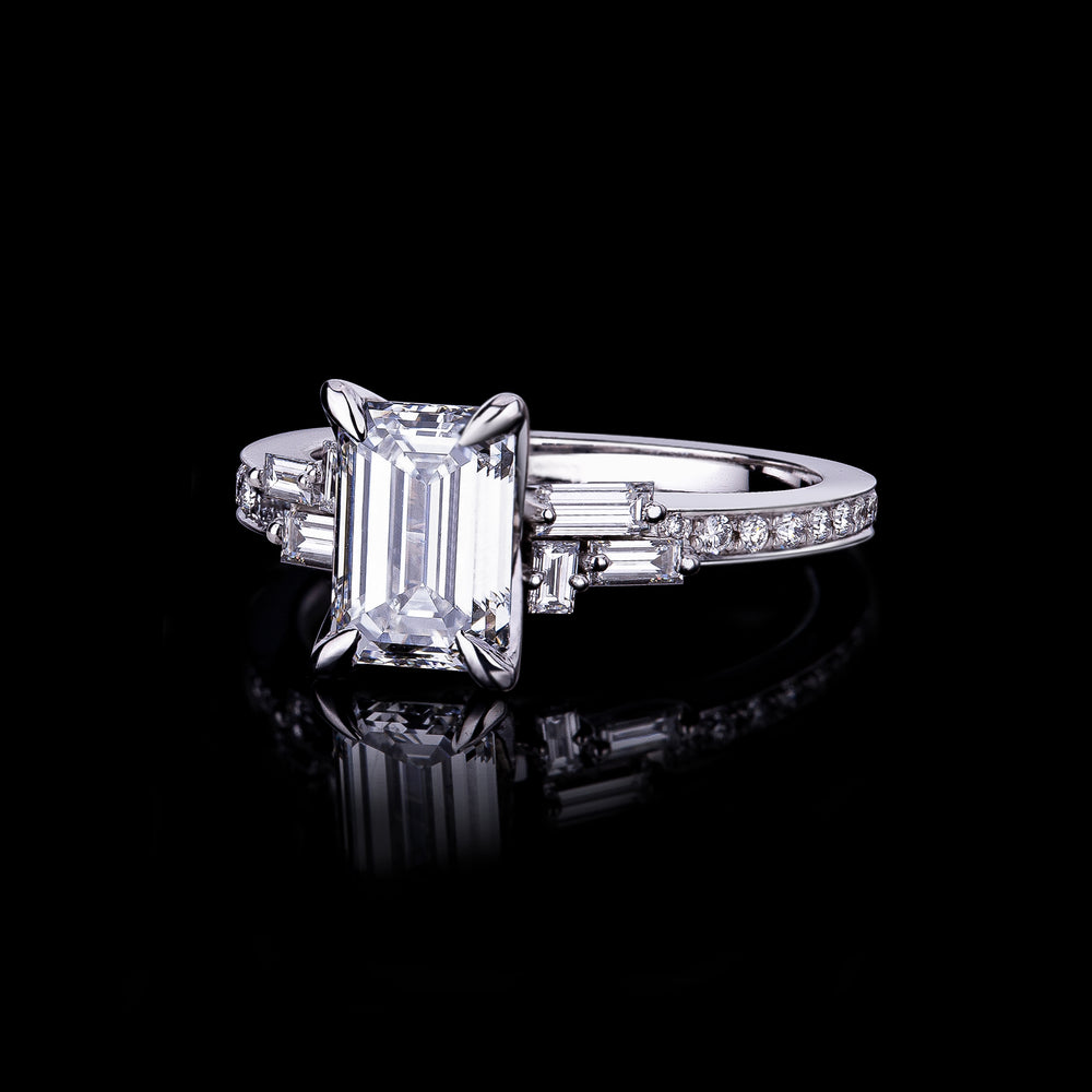 Cubism Upswept 1.51ct Emerald diamond engagement ring in 18ct white gold by Stefano Canturi Cubism Upswept 1.51ct Emerald diamond engagement ring in 18ct white gold by Stefano Canturi