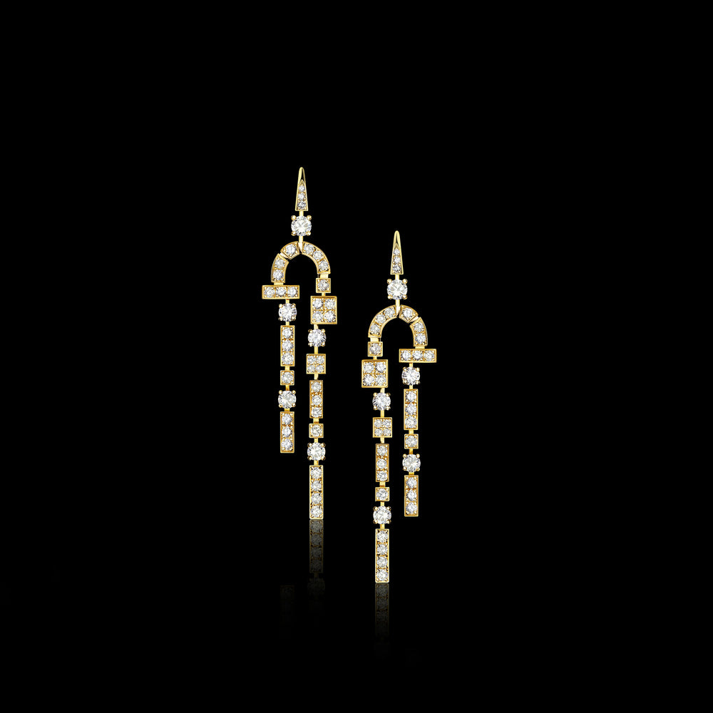 Cubism Pavé diamond drop earrings in 18ct yellow gold by Stefano Canturi Cubism Pavé diamond drop earrings in 18ct yellow gold by Stefano Canturi
