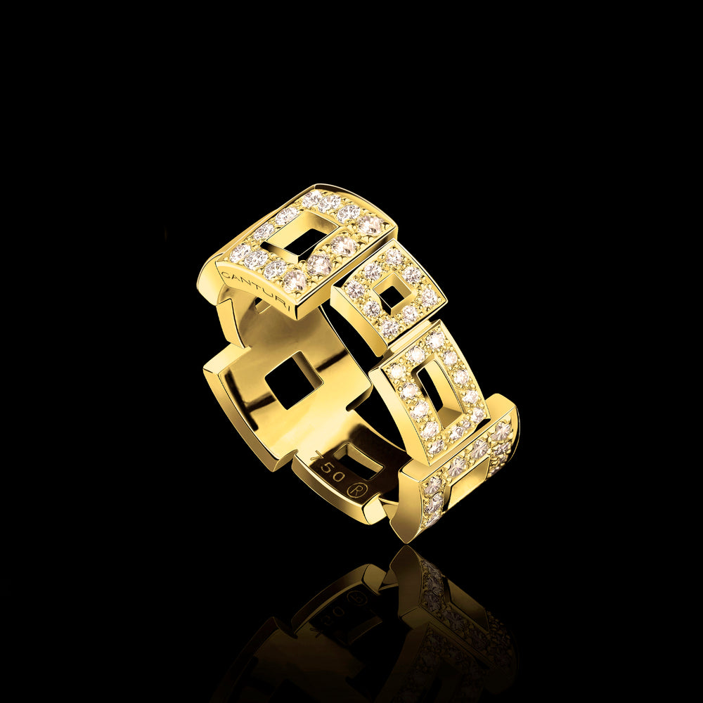 Geometric diamond ring set in 18ct yellow gold by Stefano Canturi Geometric diamond ring set in 18ct yellow gold by Stefano Canturi