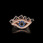 Cubism Eye ring set in 18ct pink gold with Australian black sapphires, diamonds, spinel gemstones by Stefano Canturi. Cubism Eye ring set in 18ct pink gold with Australian black sapphires, diamonds, spinel gemstones by Stefano Canturi.