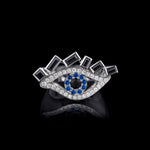 Cubism Eye ring set in 18ct white gold with Australian black sapphires, diamonds, spinel gemstones by Stefano Canturi. Cubism Eye ring set in 18ct white gold with Australian black sapphires, diamonds, spinel gemstones by Stefano Canturi.