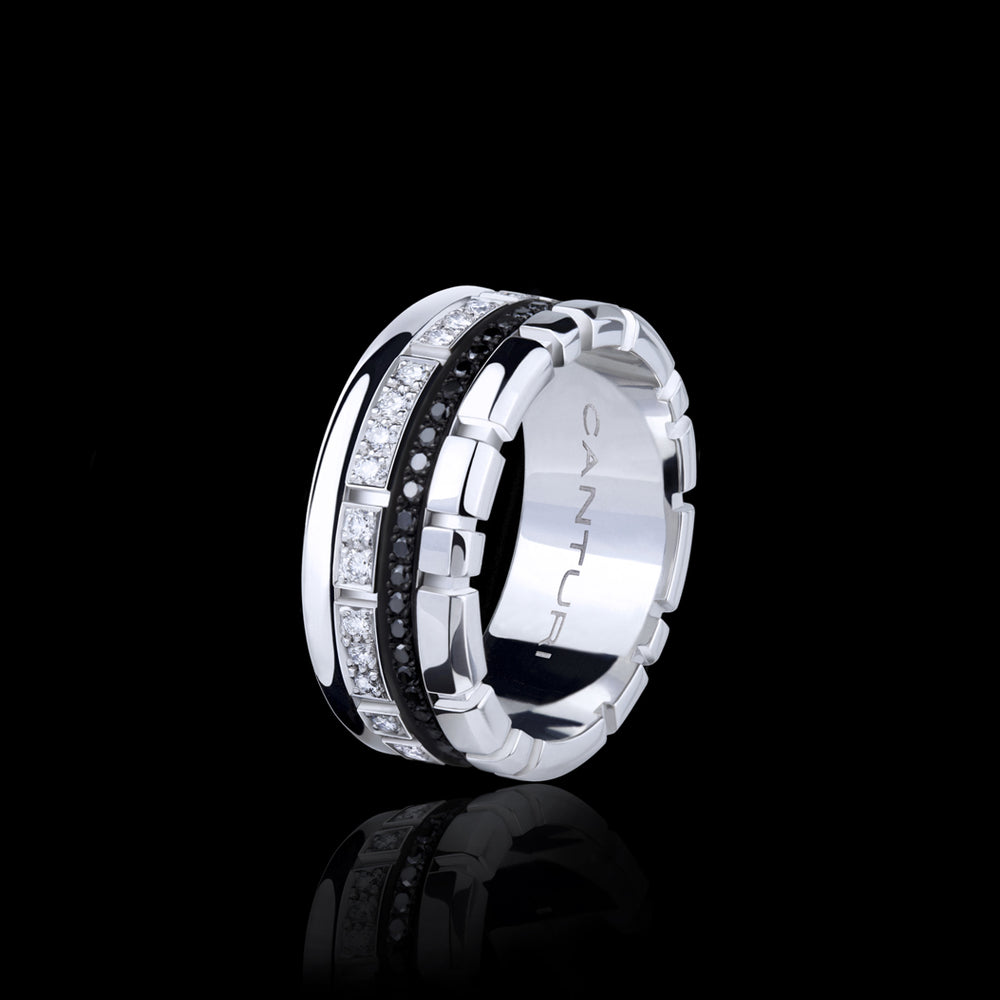 Eternal Multi Layer Ring featuring white and black diamonds set in 18ct white gold by Stefano Canturi
 Eternal Multi Layer Ring featuring white and black diamonds set in 18ct white gold by Stefano Canturi