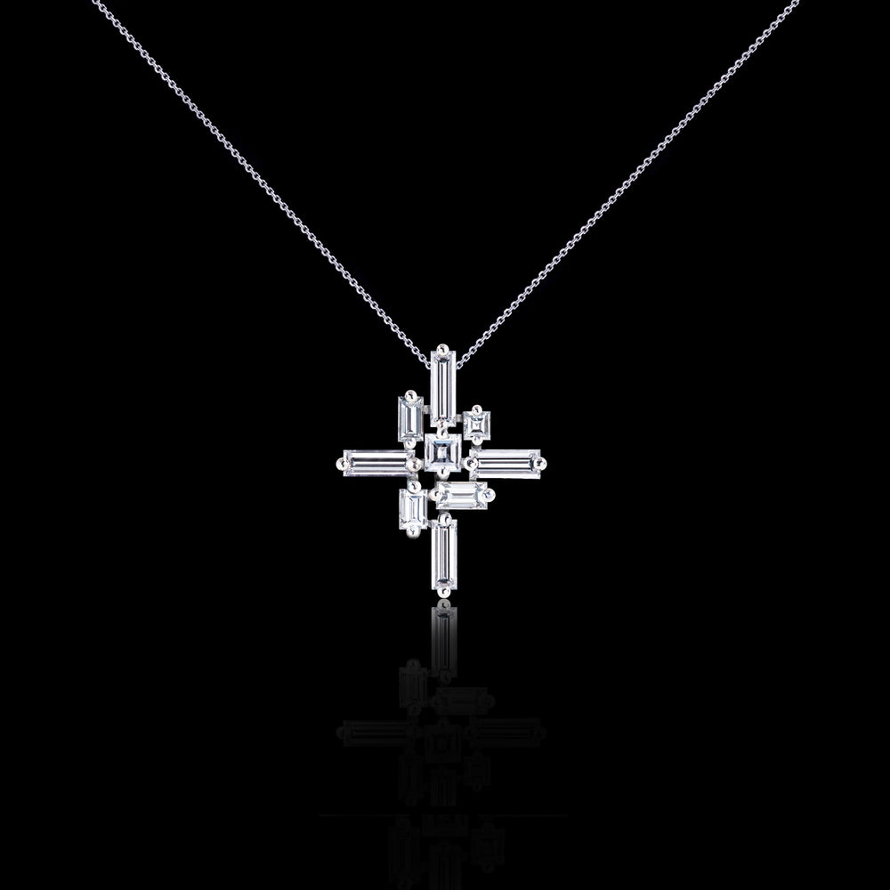Stella diamond cross necklace set in 18ct white gold by Stefano Canturi
 Stella diamond cross necklace set in 18ct white gold by Stefano Canturi