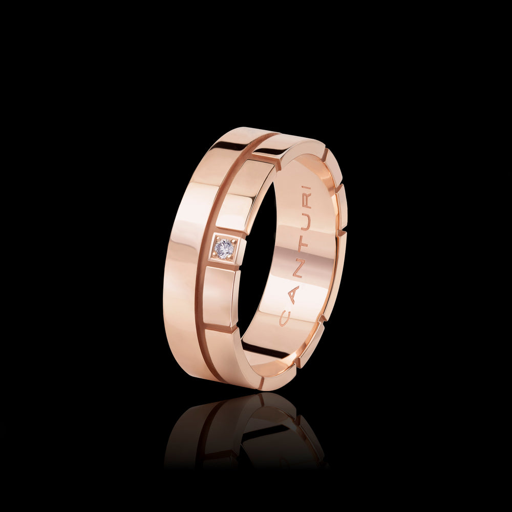 Eternal double ring with diamond in high rose 18ct gold  Eternal double ring with diamond in high rose 18ct gold