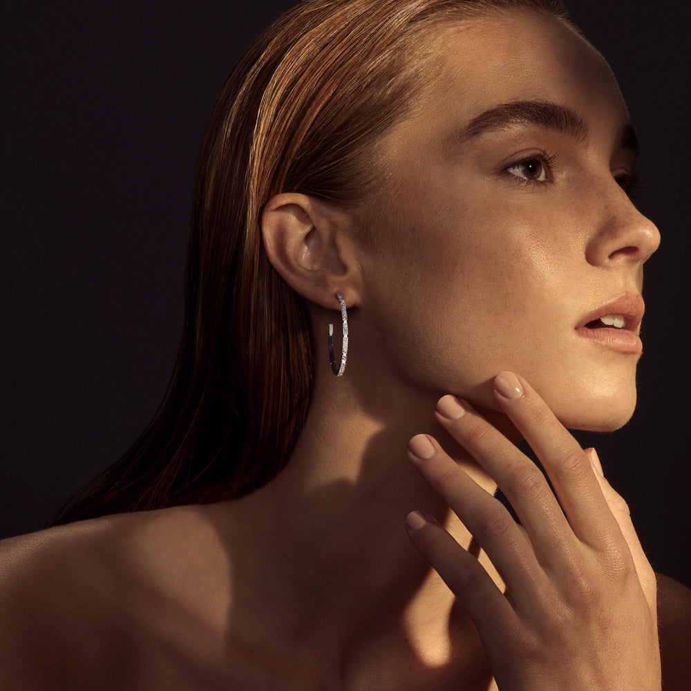 Regina diamond hoop earrings in 18ct white gold by Stefano Canturi Regina diamond hoop earrings in 18ct white gold by Stefano Canturi