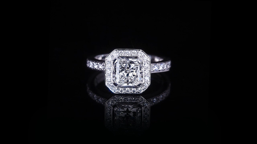 Valentina 1.51ct Radiant cut diamond engagement ring in 18ct white gold by Stefano Canturi
