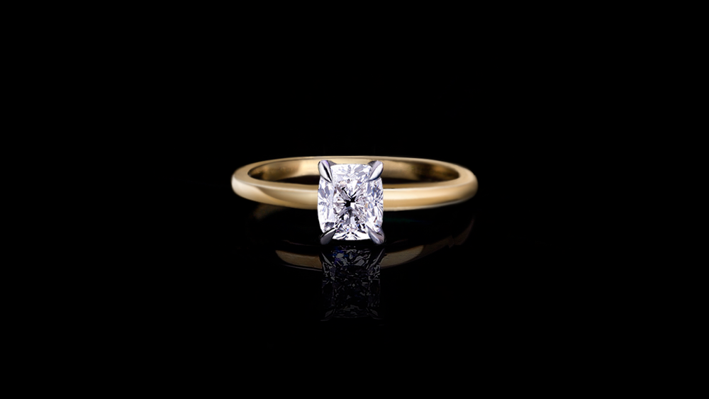Micro 0.80ct Elongated Cushion Diamond Engagement Ring in 18ct white and yellow gold by Stefano Canturi Micro 0.80ct Elongated Cushion Diamond Engagement Ring in 18ct white and yellow gold by Stefano Canturi