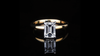 Micro 1.50ct Emerald Cut Diamond Engagement Ring in 18ct white and yellow gold by Stefano Canturi