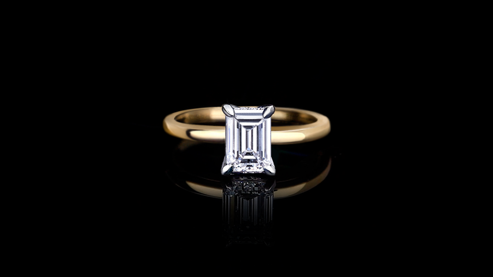 Micro 1.50ct Emerald Cut Diamond Engagement Ring in 18ct white and yellow gold by Stefano Canturi Micro 1.50ct Emerald Cut Diamond Engagement Ring in 18ct white and yellow gold by Stefano Canturi