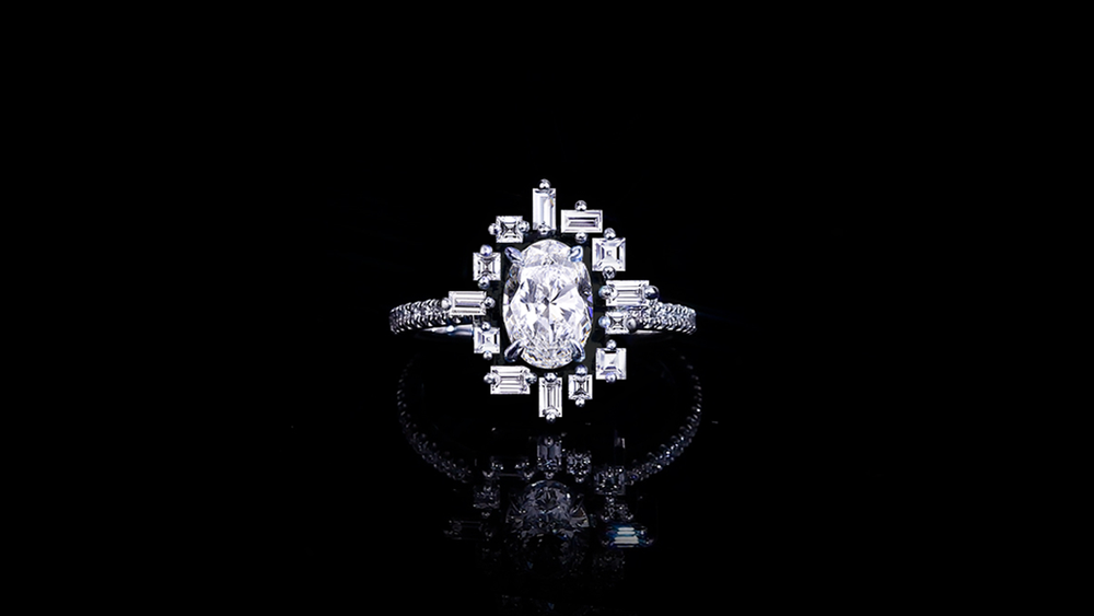 Stella 1.01ct Oval diamond engagement ring with baguette and carré diamonds by Stefano Canturi Stella 1.01ct Oval diamond engagement ring with baguette and carré diamonds by Stefano Canturi