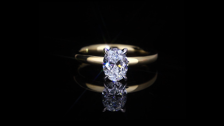 Micro 1.20ct Oval diamond engagement ring in 18ct yellow and white gold by Stefano Canturi
