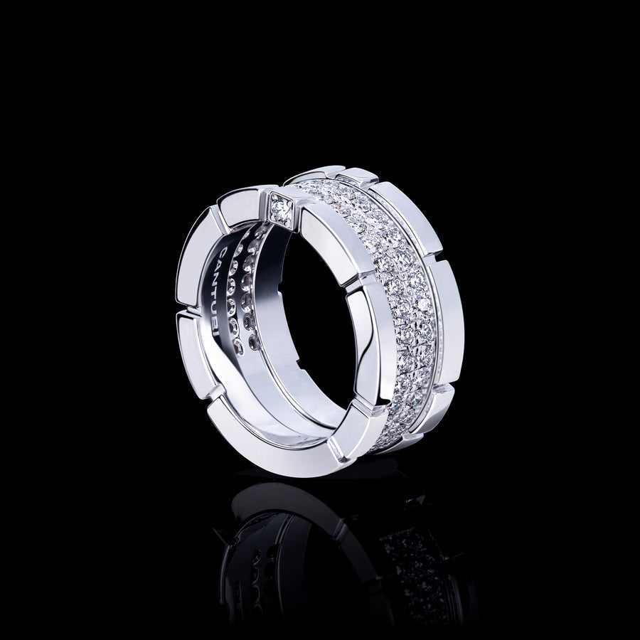 Regina 2 row round brilliant cut diamond ring in 18ct white gold by Stefano Canturi