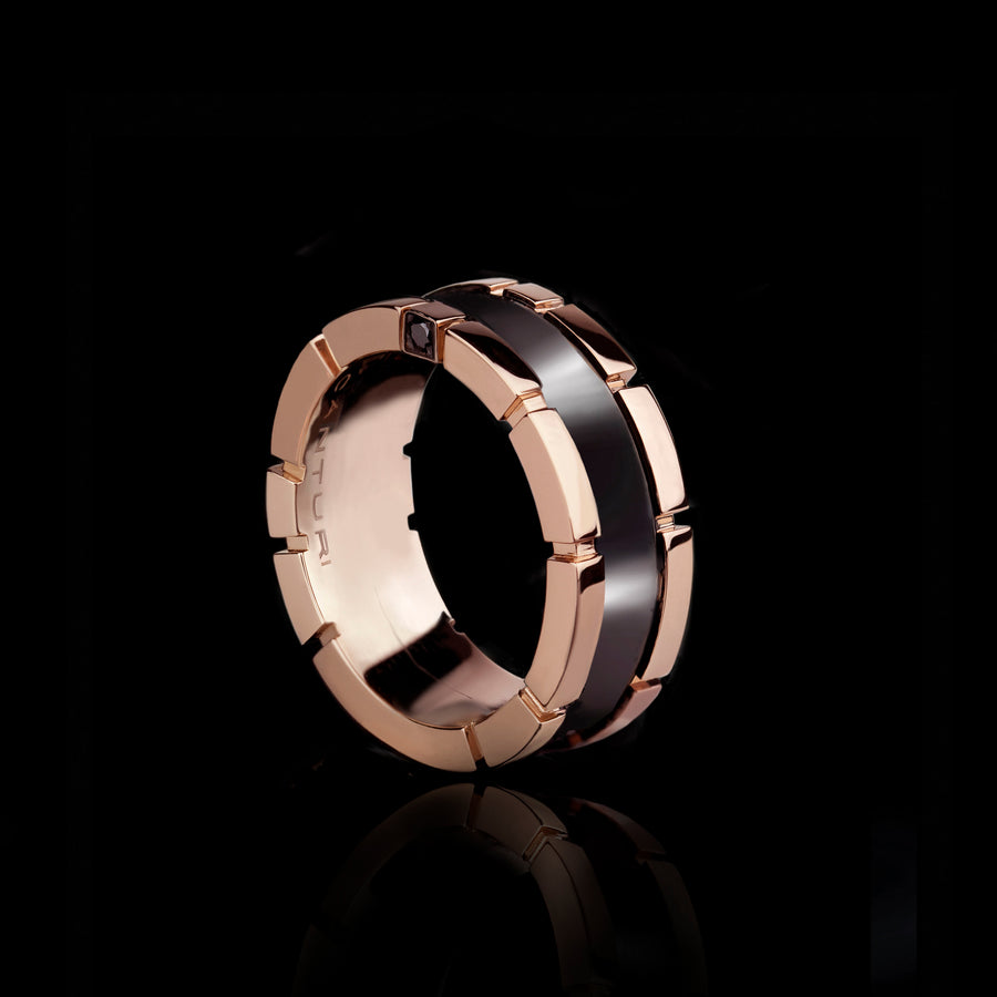 Regina 9mm ceramic ring in 18ct pink gold by Stefano Canturi