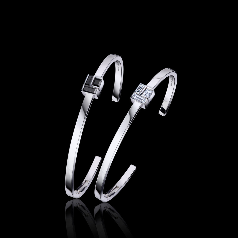Cubism Australian black sapphire and diamond Stud bangles by Stefano Canturi Cubism Australian black sapphire and diamond Stud bangles by Stefano Canturi