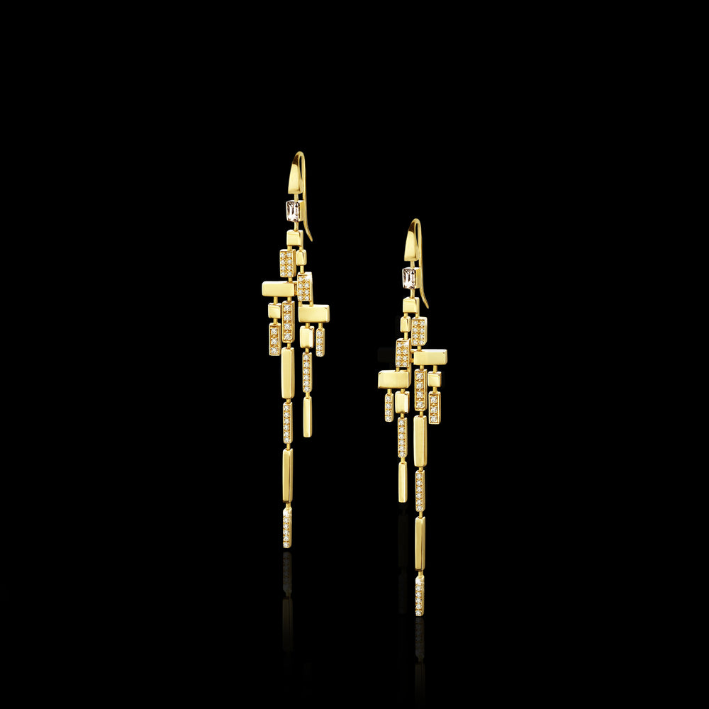 Cubism Pavé 18 Drop Earrings | Diamonds & Gold Cubism Pavé 18 Drop Earrings | Diamonds & Gold