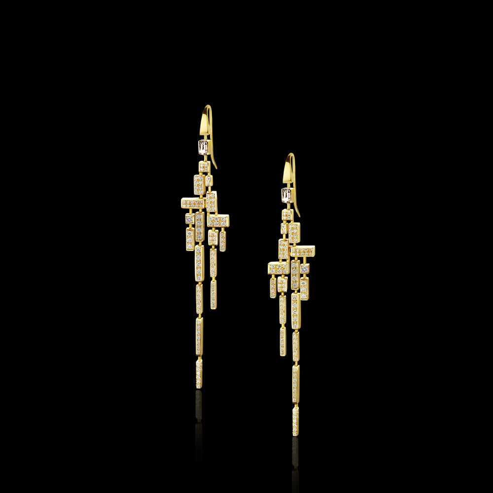Cubism Pavé 18 Drop Earrings | Diamonds & Gold Cubism Pavé 18 Drop Earrings | Diamonds & Gold