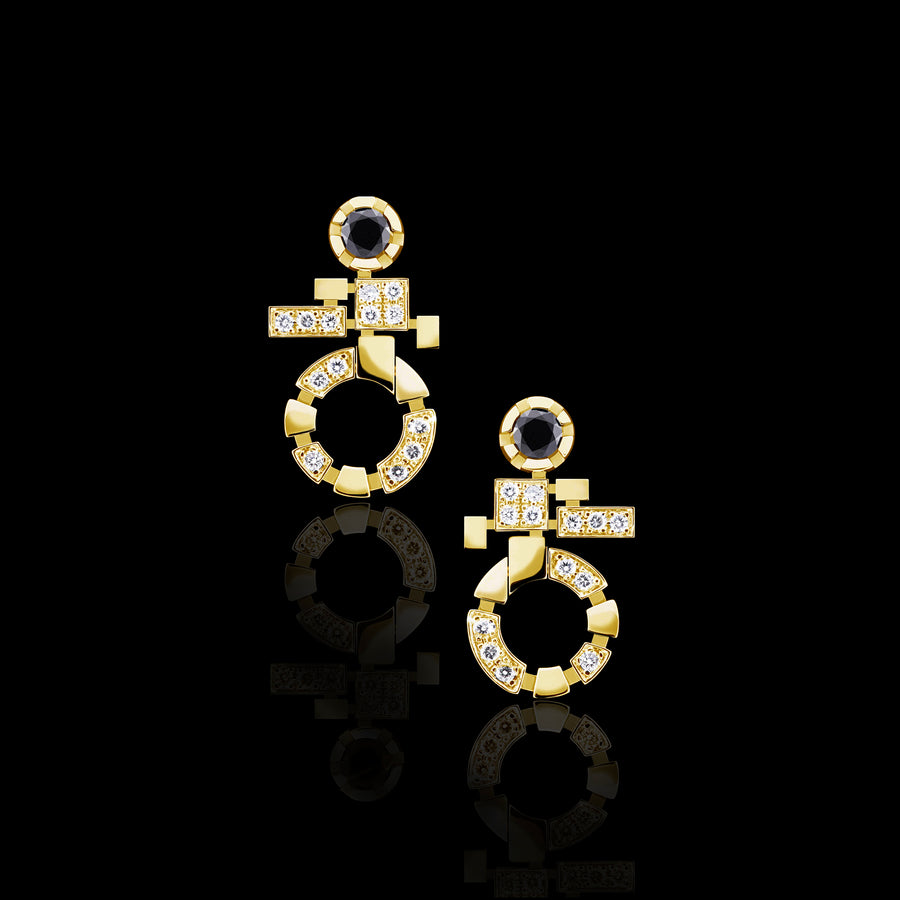 Regina Single Link diamond drop earrings in 18ct yellow gold by Stefano Canturi