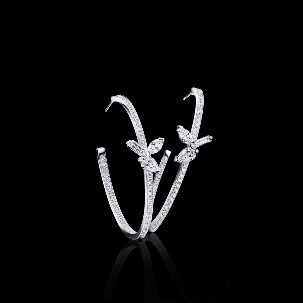 Primavera diamond 45mm hoop earrings in 18ct white gold by Stefano Canturi Primavera diamond 45mm hoop earrings in 18ct white gold by Stefano Canturi