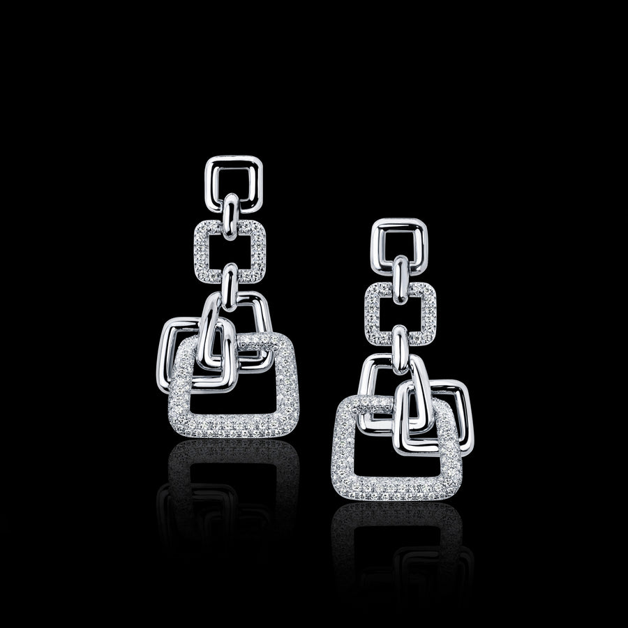 Affinity 5 Link diamond drop earrings in 18ct white gold by Stefano Canturi