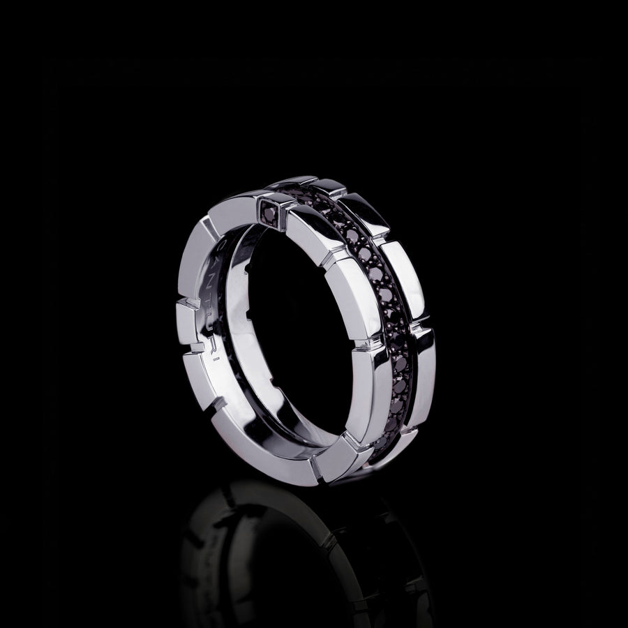 Regina single row black diamond ring in 18ct white gold by Stefano Canturi