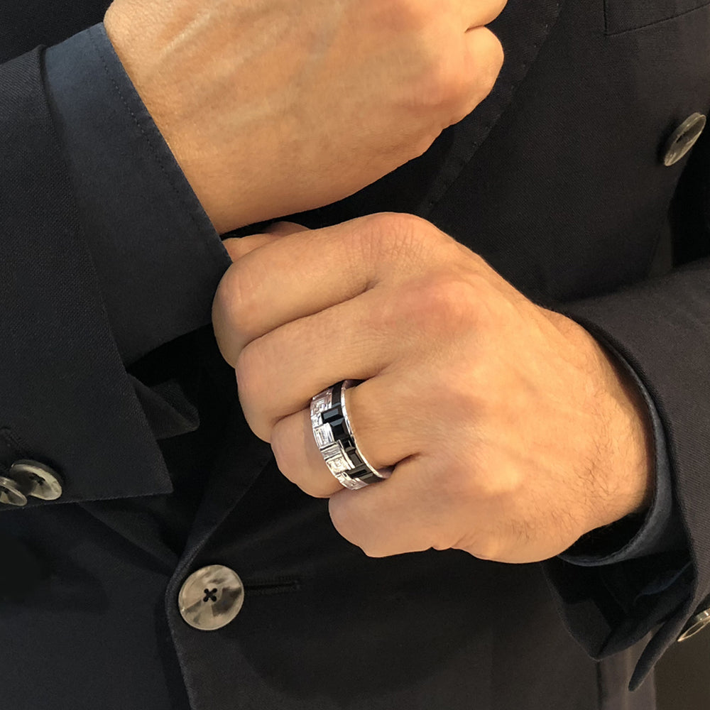 Cubism Radiant Diamond and Australian Black Sapphire Ring set in 18ct White Gold by Stefano Canturi Cubism Radiant Diamond and Australian Black Sapphire Ring set in 18ct White Gold by Stefano Canturi