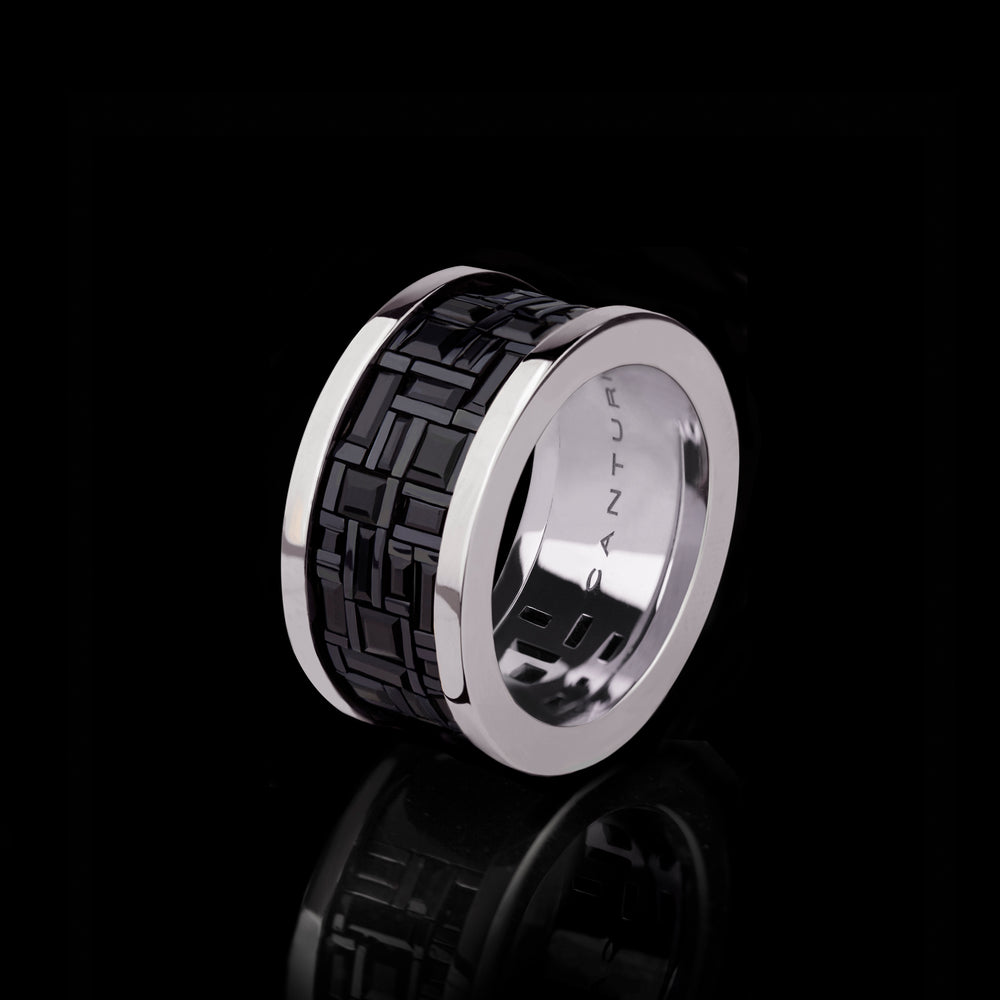 Cubism wide Australian black sapphire ring in 18ct white gold by Stefano Canturi Cubism wide Australian black sapphire ring in 18ct white gold by Stefano Canturi
