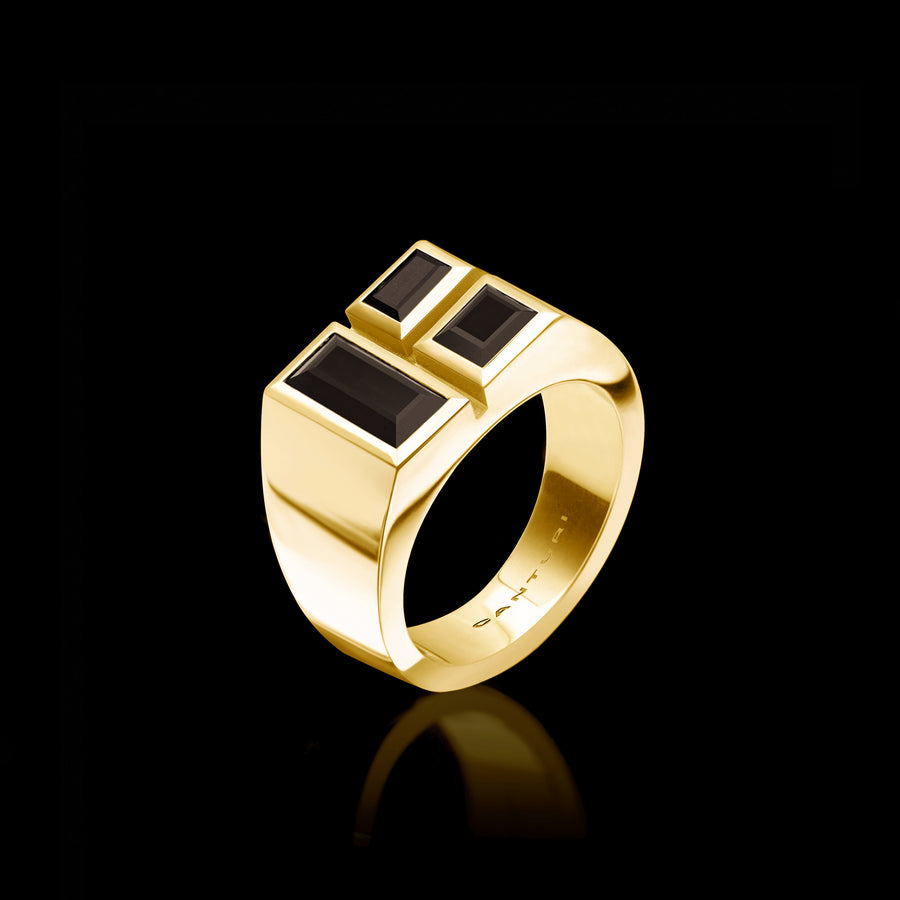 Cubism Signet Australian black sapphire ring set in 18ct yellow gold by Stefano Canturi
