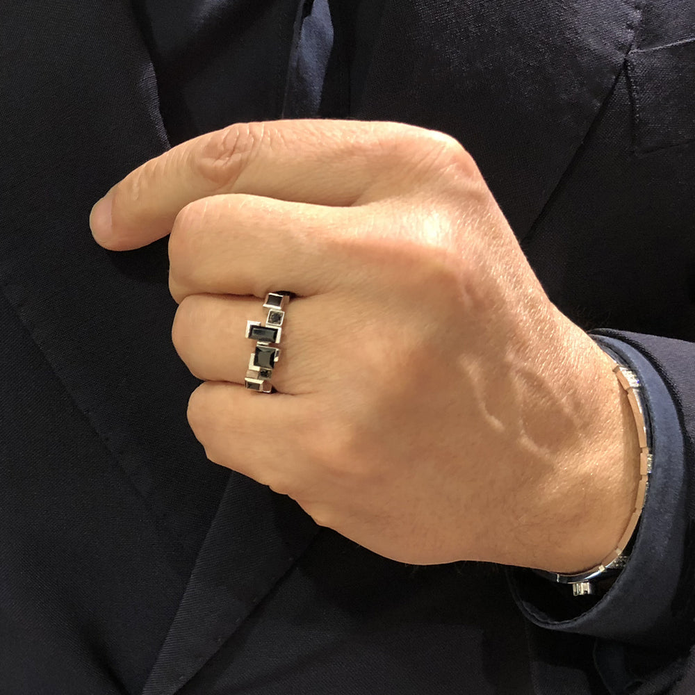 Cubism Radiant Australian black sapphire ring in 18ct white gold by Stefano Canturi Cubism Radiant Australian black sapphire ring in 18ct white gold by Stefano Canturi