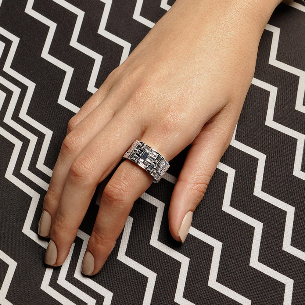 Cubism Extra Wide Diamond Ring set in 18ct White Gold by Stefano Canturi Cubism Extra Wide Diamond Ring set in 18ct White Gold by Stefano Canturi
