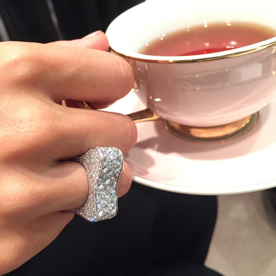 Island Luxe diamond Liquid ring in 18ct white gold by Stefano Canturi