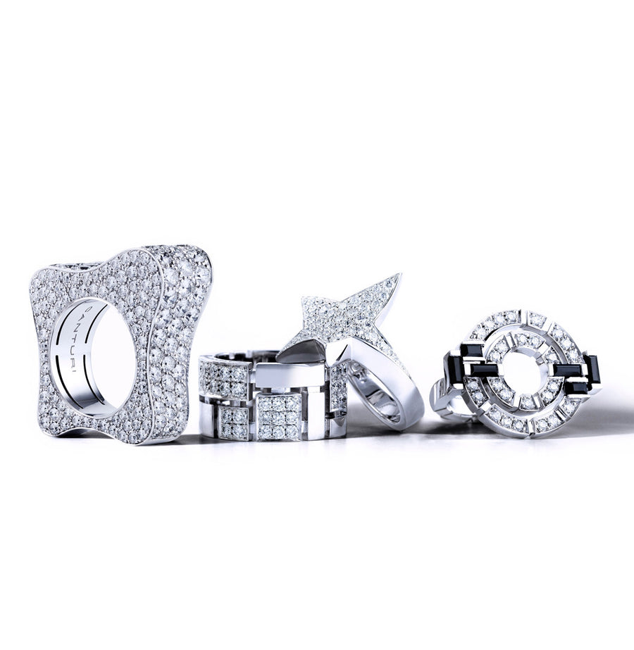Diamond rings in 18ct white gold by Stefano Canturi