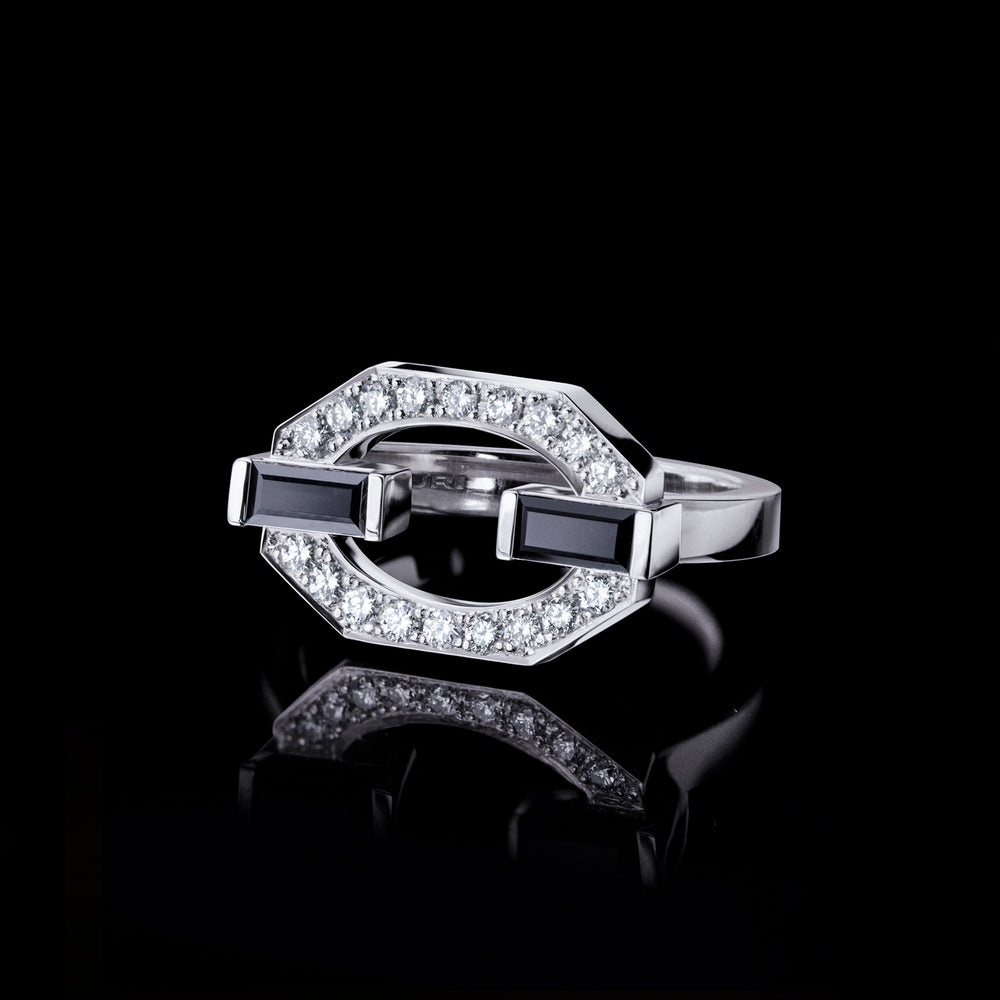 Athena diamond and Australian black sapphire ring in 18ct white gold by Stefano Canturi Athena diamond and Australian black sapphire ring in 18ct white gold by Stefano Canturi