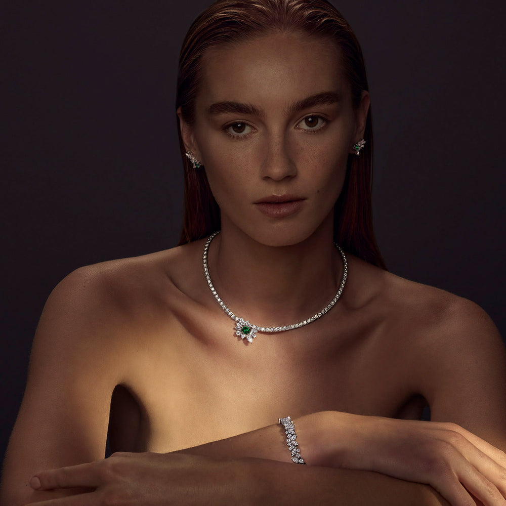 Primavera diamond and Zambian green emerald necklace by Stefano Canturi Primavera diamond and Zambian green emerald necklace by Stefano Canturi