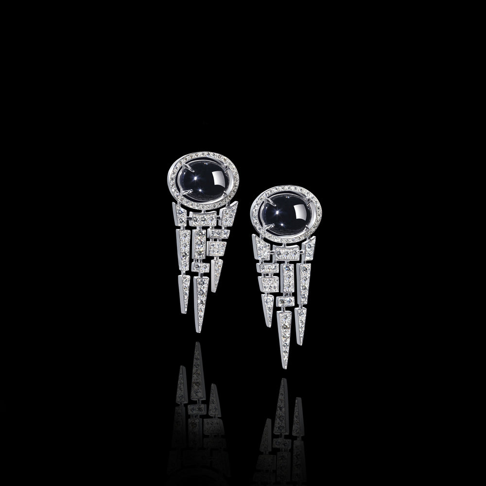 Cubism diamond and Australian black sapphire earrings in 18ct white gold by Stefano Canturi Cubism diamond and Australian black sapphire earrings in 18ct white gold by Stefano Canturi