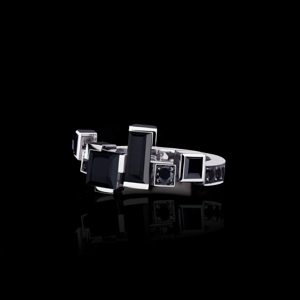 Cubism Radiant Australian black sapphire ring in 18ct white gold by Stefano Canturi Cubism Radiant Australian black sapphire ring in 18ct white gold by Stefano Canturi