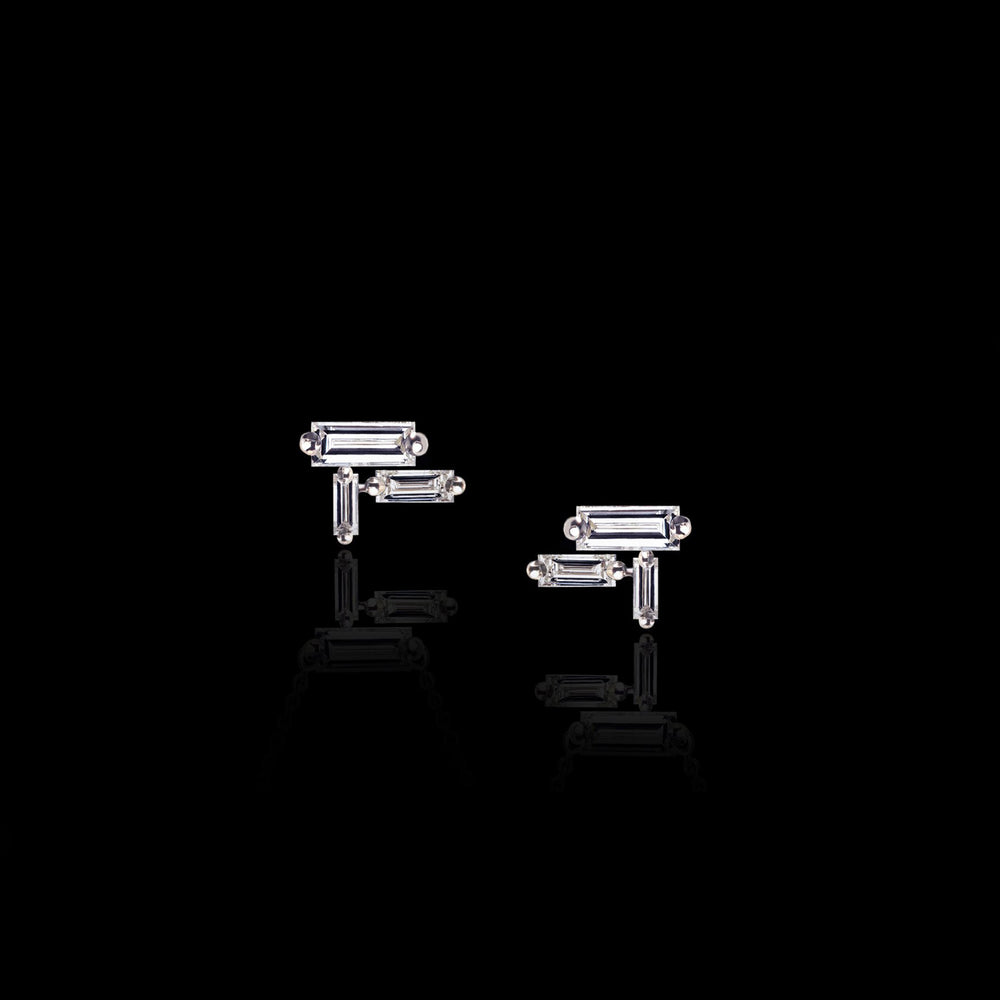 Cubism 3 set baguette diamond earrings set in 18ct white gold by Stefano Canturi Cubism 3 set baguette diamond earrings set in 18ct white gold by Stefano Canturi