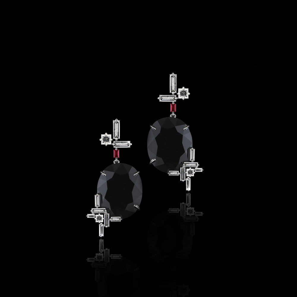 Cubism diamond Overlay earrings in 18ct white gold by Stefano Cantuir Cubism diamond Overlay earrings in 18ct white gold by Stefano Cantuir