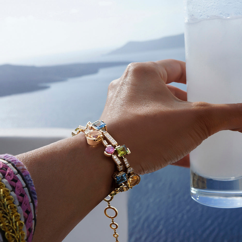 Cubism Colourburst 2 row bracelet in 18ct yellow gold by Stefano Canturi Cubism Colourburst 2 row bracelet in 18ct yellow gold by Stefano Canturi