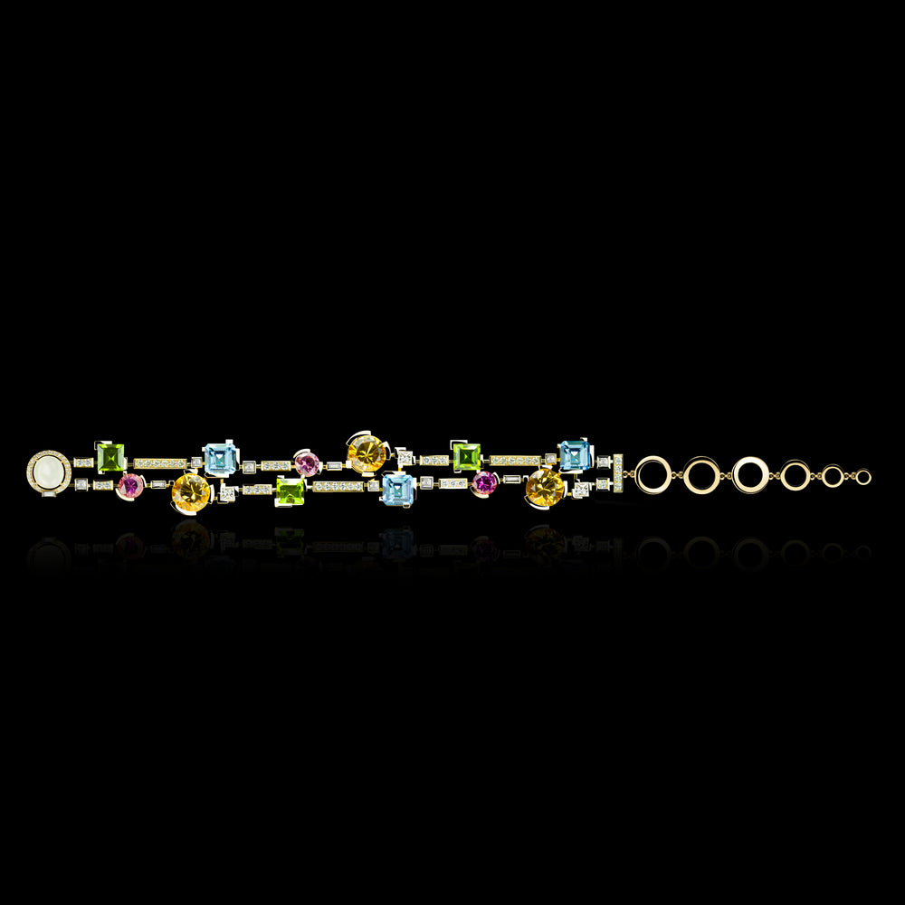 Cubism Colourburst 2 row bracelet in 18ct yellow gold by Stefano Canturi Cubism Colourburst 2 row bracelet in 18ct yellow gold by Stefano Canturi