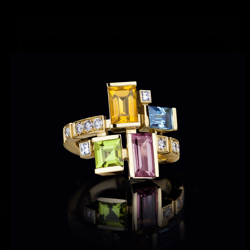 Cubism Colourburst gemstone ring in 18ct yellow gold by Stefano Canturi Cubism Colourburst gemstone ring in 18ct yellow gold by Stefano Canturi