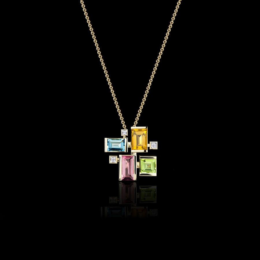 Cubism Colourburst Necklace in 18ct yellow gold by Stefano Canturi