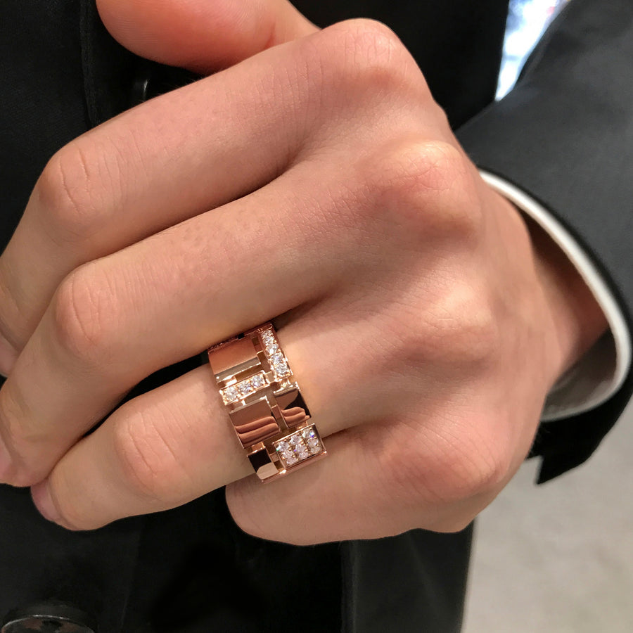 Cubism Pave diamond ring in 18ct pink gold by Stefano Canturi