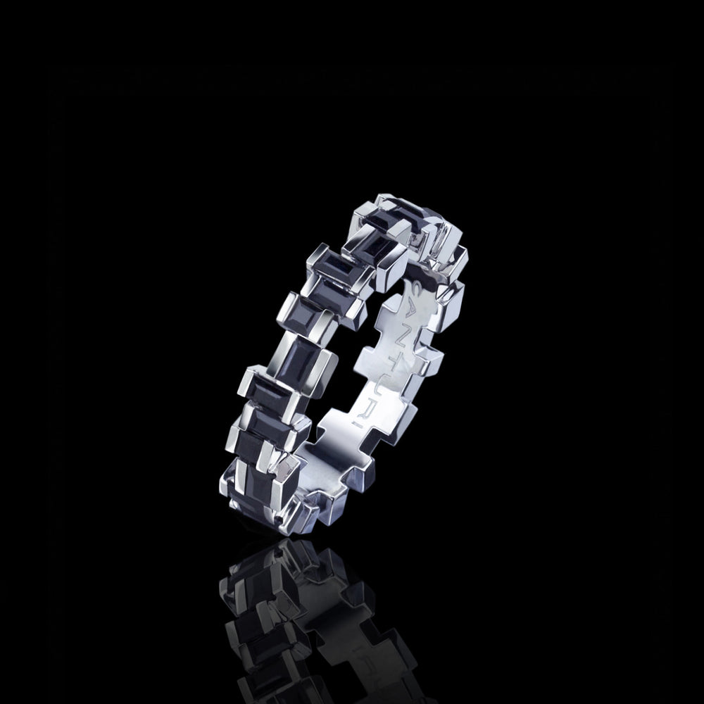 Cubism Radiant Australian Black sapphire ring in 18ct white gold by Stefano Canturi Cubism Radiant Australian Black sapphire ring in 18ct white gold by Stefano Canturi