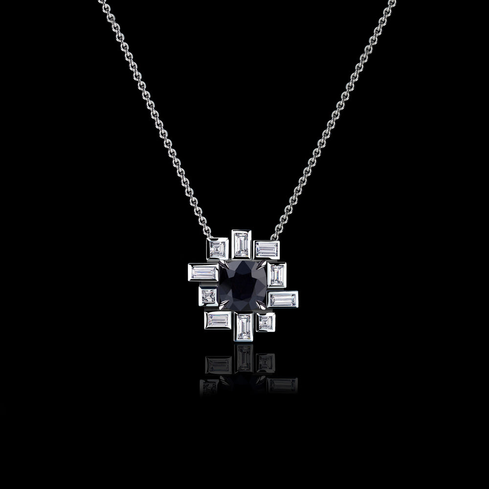 Stella diamond and Australian black sapphire necklace in 18ct white gold by Stefano Canturi Stella diamond and Australian black sapphire necklace in 18ct white gold by Stefano Canturi