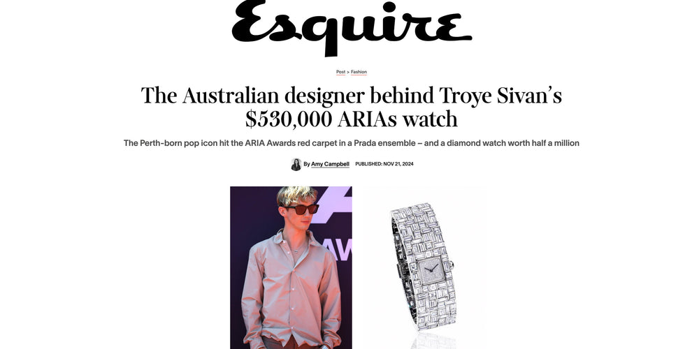 Troye Sivan wears High Jewel Diamond Cubism Watch by Stefano Canturi to the Aria Awards