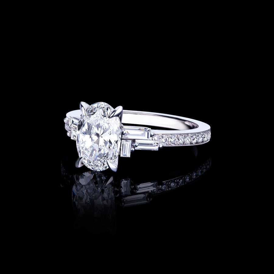 Cubism Upswept 1.50ct Oval diamond engagement ring in 18ct white gold by Stefano Canturi