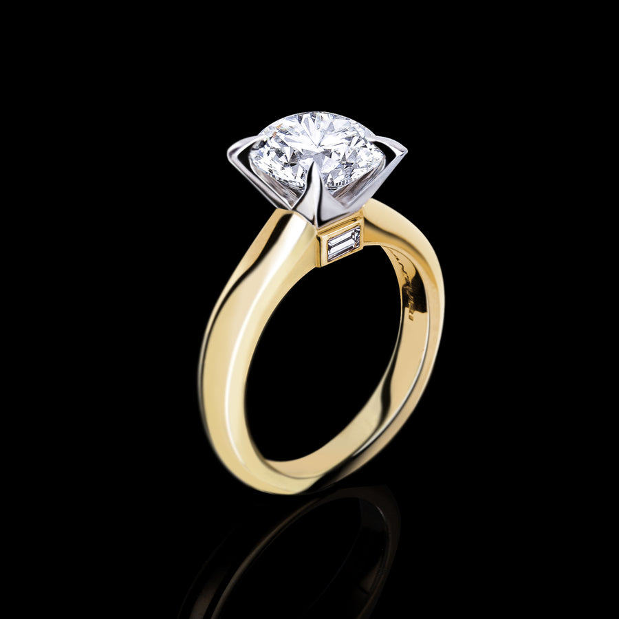 Athena high polish yellow gold engagement ring featuring 2.02ct Round brilliant cut diamond by Stefano Canturi